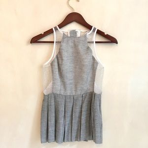 Finders Keepers Grey Peplum Blouse w/ Sheer Detail